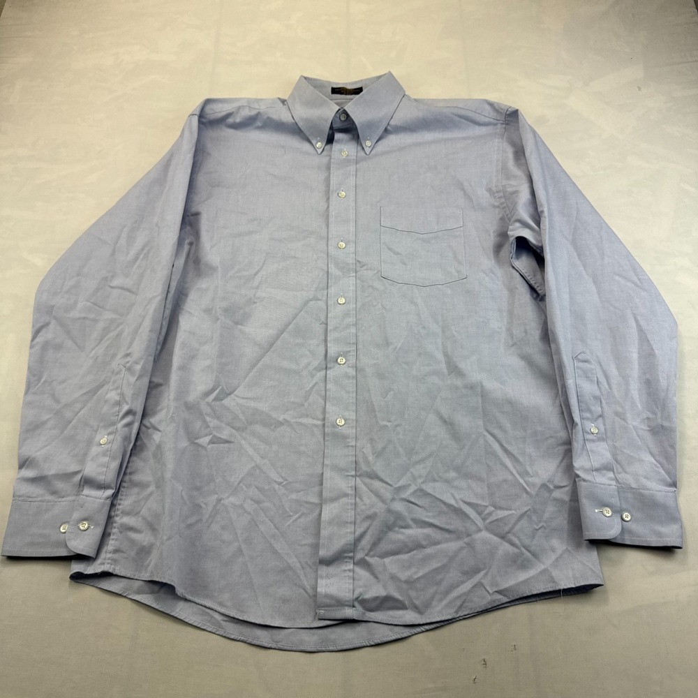 Arrow Gold Pinpoint Oxford Dress Shirt Mens L Blue Formal Business Button Down